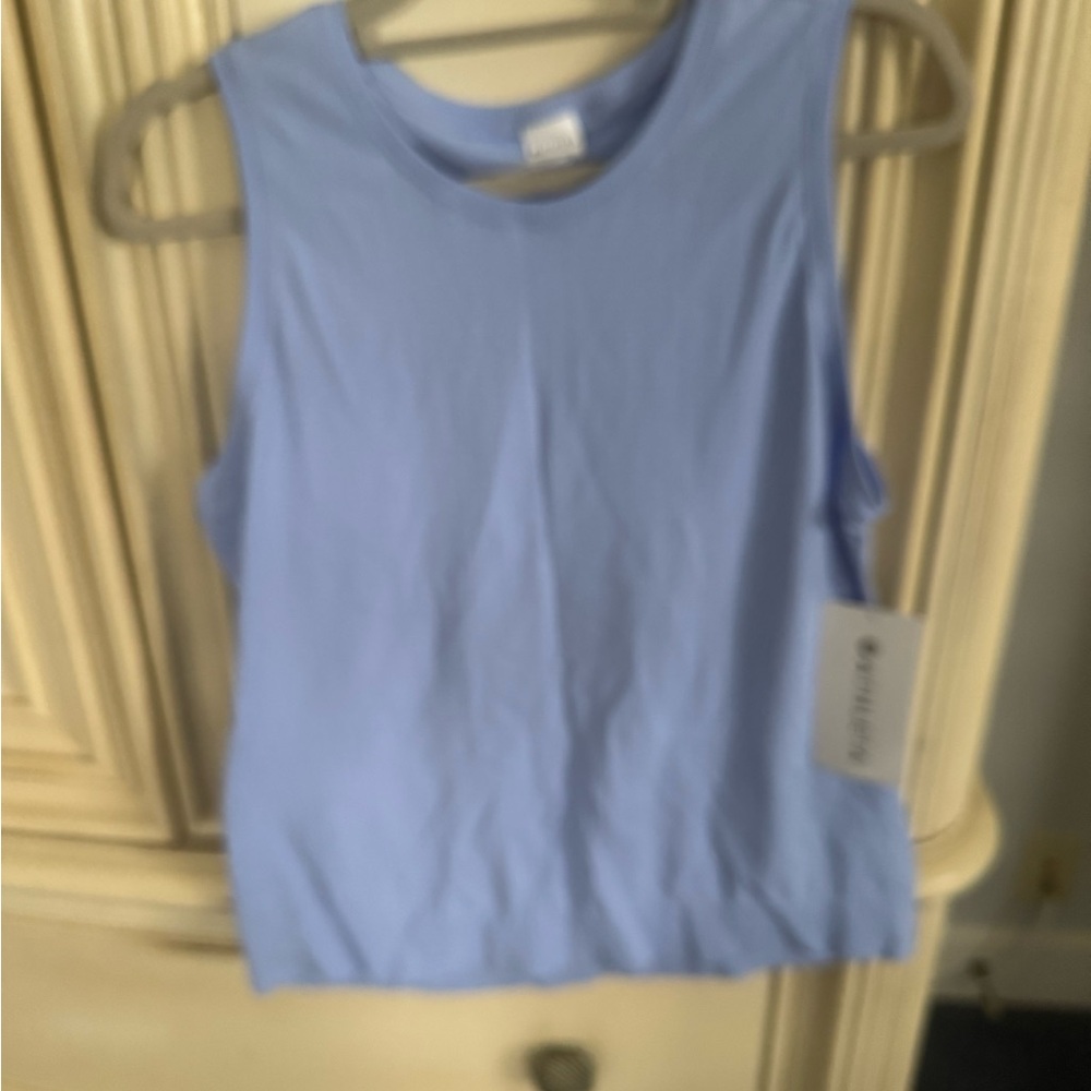 Athleta Blue Muscle Tee Crop Top